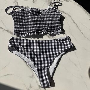 Black and White Gingham Bikini Set